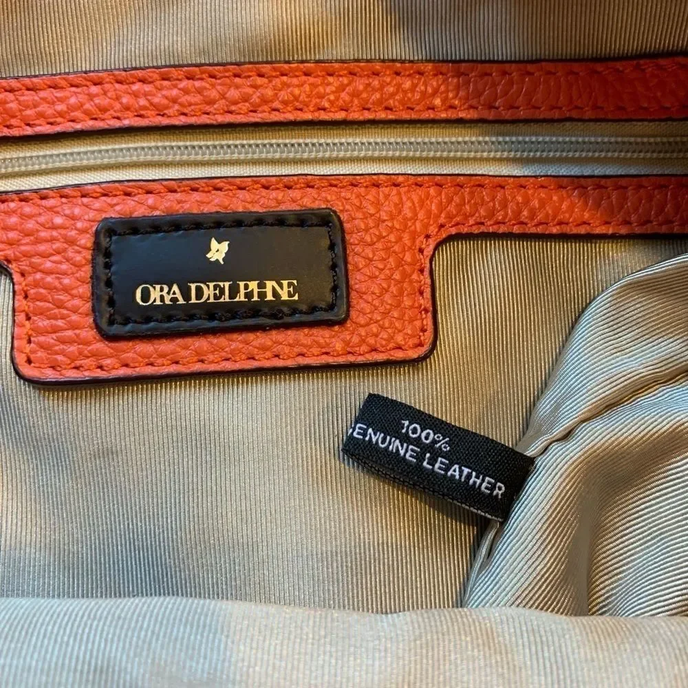 Ora Delphine Orange and Gold leather Purse